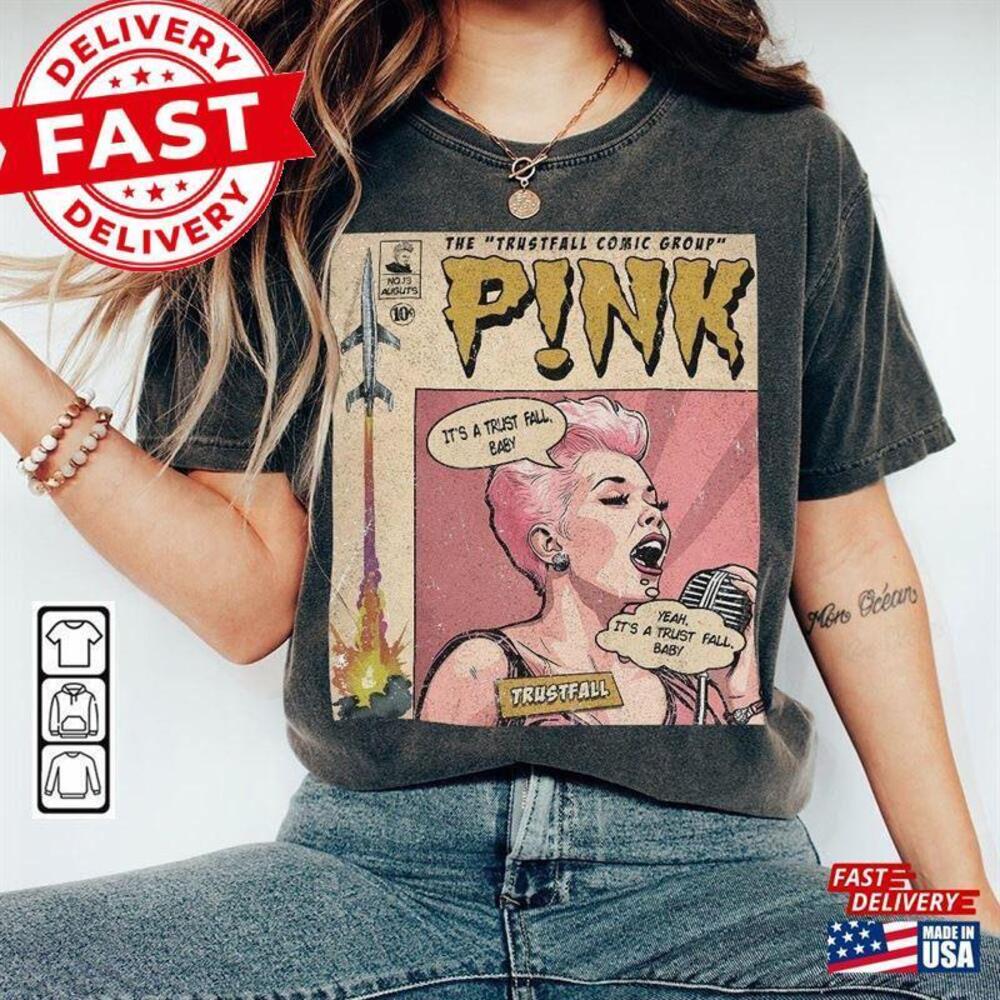 Pnk Comic Shirt 90S Retro Book Art Trustfall World Tour Album Tee